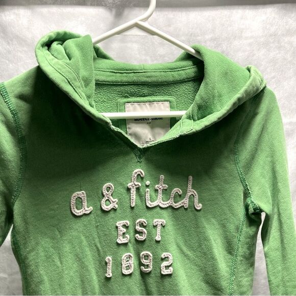 ABERCROMBIE and FITCH Green Pullover Sweatshirt Hoodie Kids Youth UNISEX XL - Picture 9 of 13